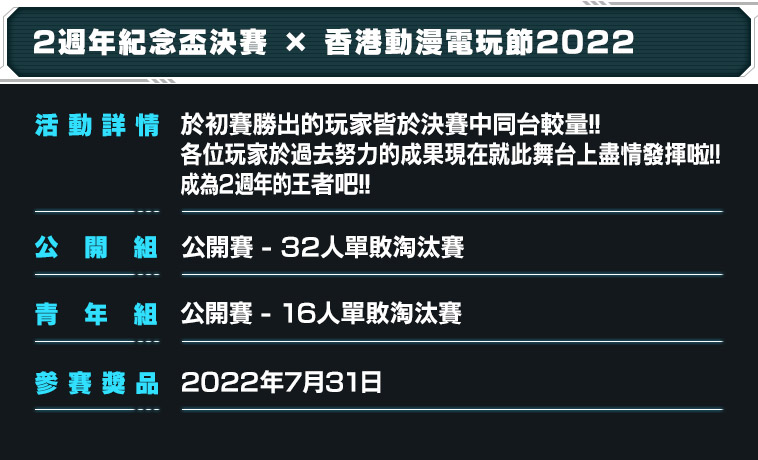 2週年紀念盃決賽 x 香港動漫電玩節2022