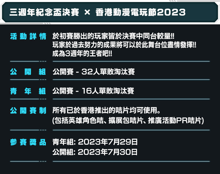 三週年紀念盃決賽 x 香港動漫電玩節2023