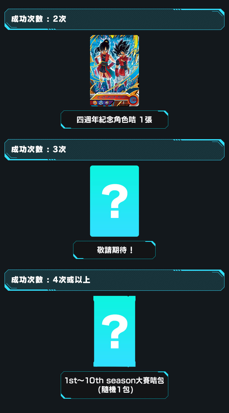 成功次數 : 2次 成功次數 : 3次 成功次數 : 4次或以上